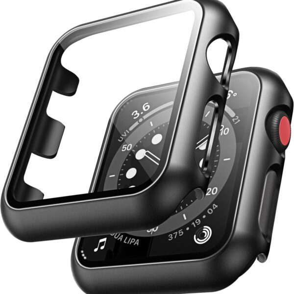 Case for Apple Watch 38MM Series 3/ 2 / 1 with Tempered Glass Screen Protector