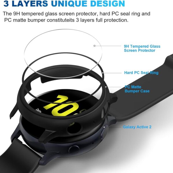 Samsung Galaxy Active 2 40mm case with Tempered Glass Screen Protector, All-Around Ultra-Thin Bumper Full Cover Hard PC Protective from iWishKart - Image 3