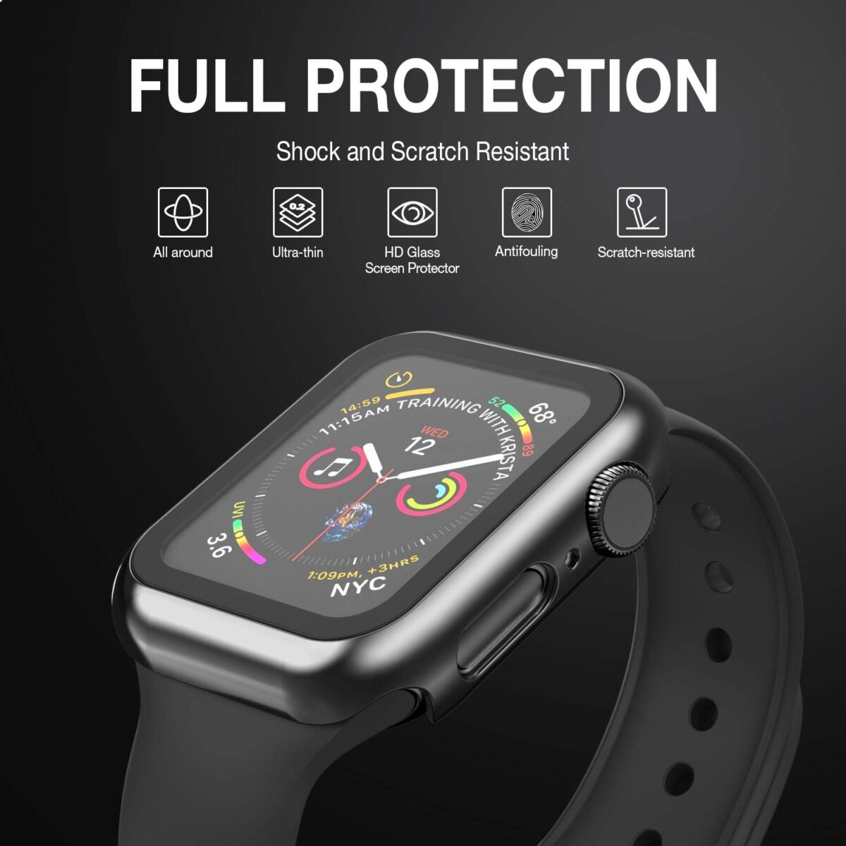 Case for Apple Watch 40MM Series 6 /5 / 4 / SE / SE2 with Tempered Glass Screen Protector - Image 3
