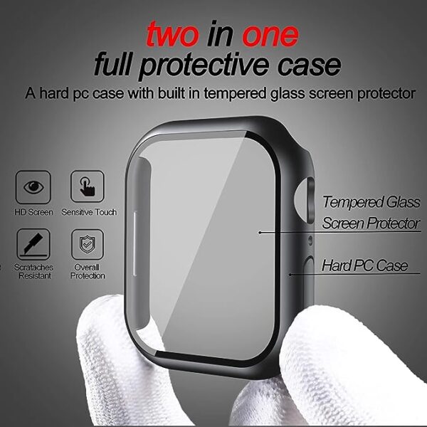 Case for Apple Watch 41MM Series 7 / 8 / 9 with Tempered Glass Screen Protector - Image 2