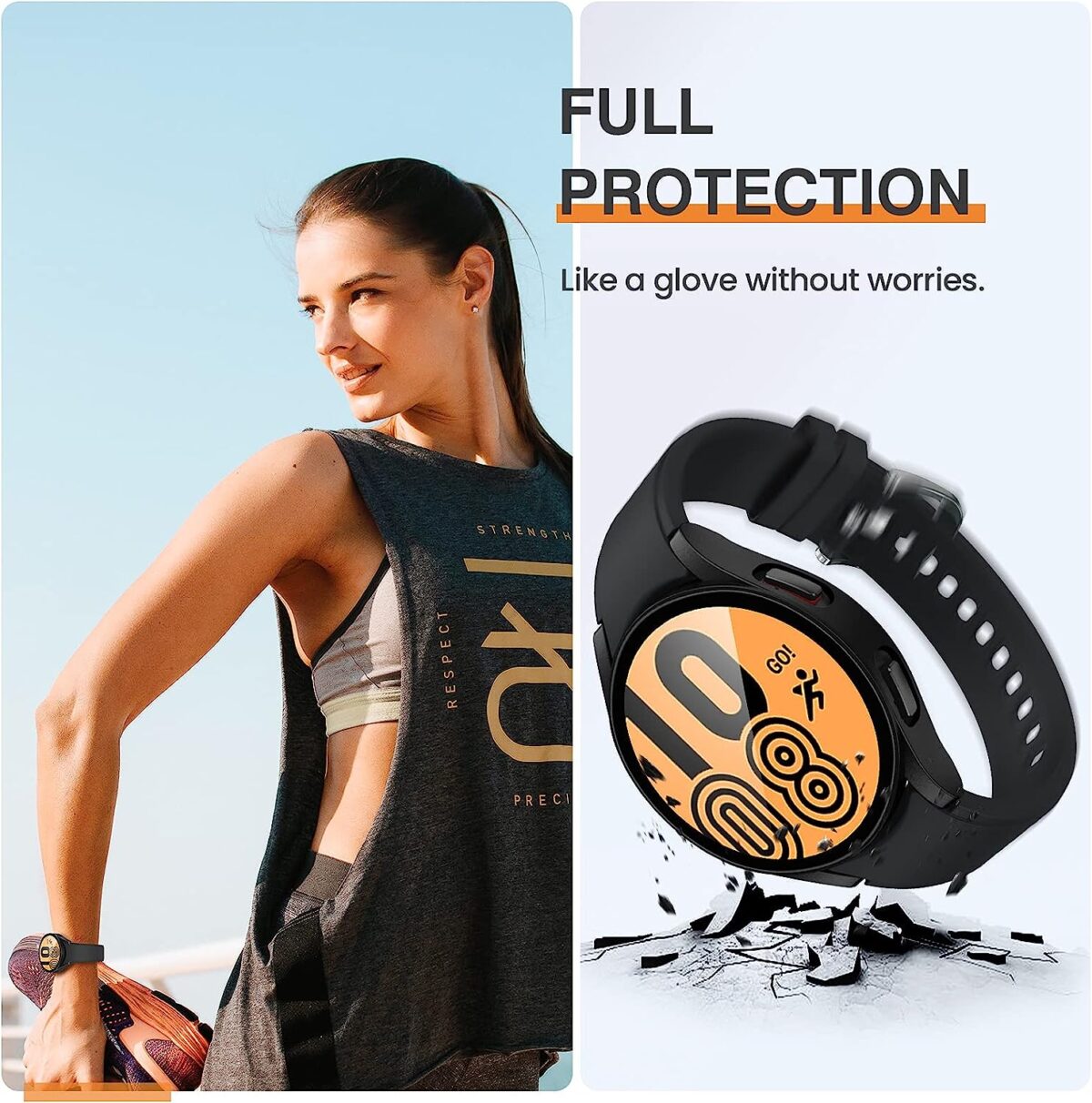 Samsung Galaxy Watch 6 LTE 44mm case with Tempered Glass Screen Protector, All-Around Ultra-Thin Bumper Full Cover Hard PC Protective for iWatch from iWishKart (Copy) - Image 3