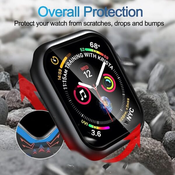 Case for Apple Watch 41MM Series 7 / 8 / 9 with Tempered Glass Screen Protector - Image 3