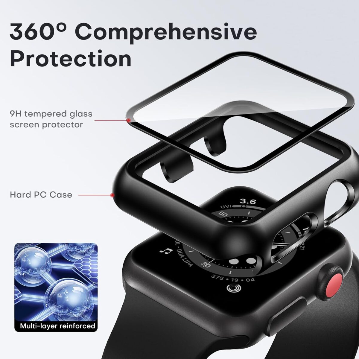 Case for Apple Watch 40MM Series 6 /5 / 4 / SE / SE2 with Tempered Glass Screen Protector - Image 7