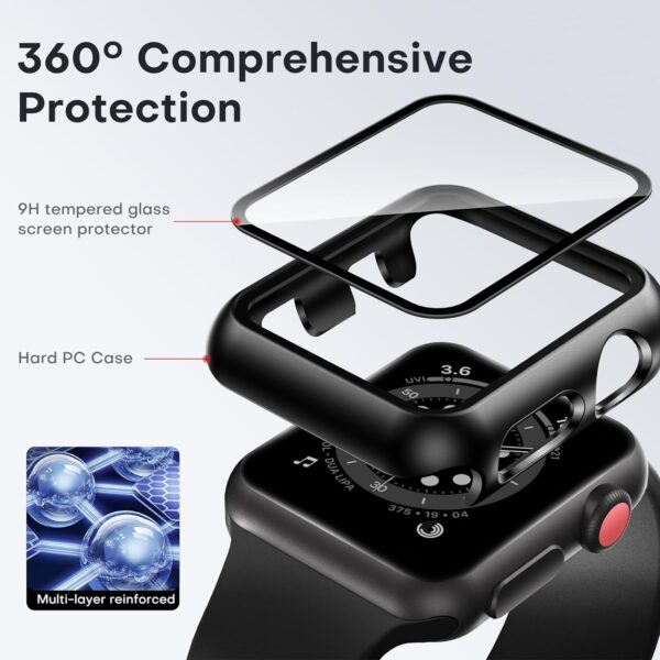 Case for Apple Watch 40MM Series 6 /5 / 4 / SE / SE2 with Tempered Glass Screen Protector - Image 7