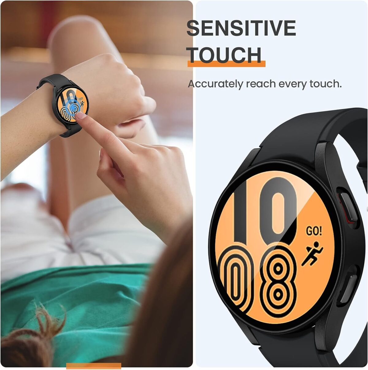 Samsung Galaxy Watch 6 LTE 44mm case with Tempered Glass Screen Protector, All-Around Ultra-Thin Bumper Full Cover Hard PC Protective for iWatch from iWishKart (Copy) - Image 5