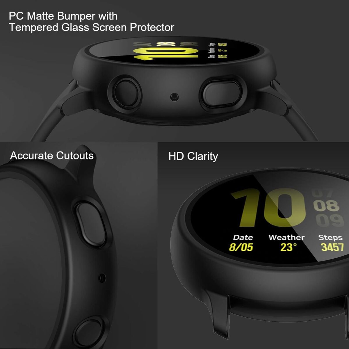 Samsung Galaxy Active 2 40mm case with Tempered Glass Screen Protector, All-Around Ultra-Thin Bumper Full Cover Hard PC Protective from iWishKart - Image 7