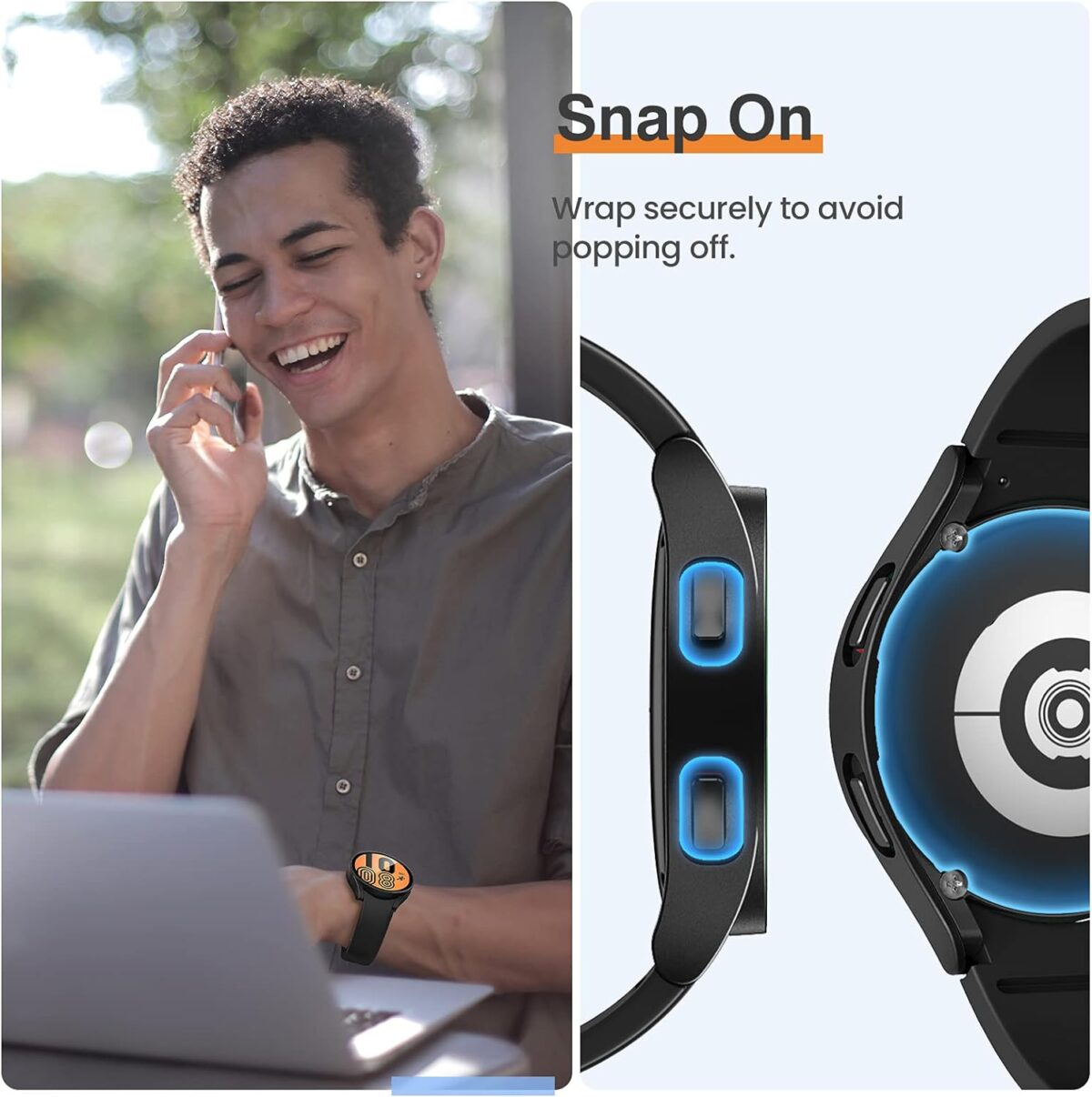 Samsung Galaxy Watch 6 LTE 44mm case with Tempered Glass Screen Protector, All-Around Ultra-Thin Bumper Full Cover Hard PC Protective for iWatch from iWishKart (Copy) - Image 6