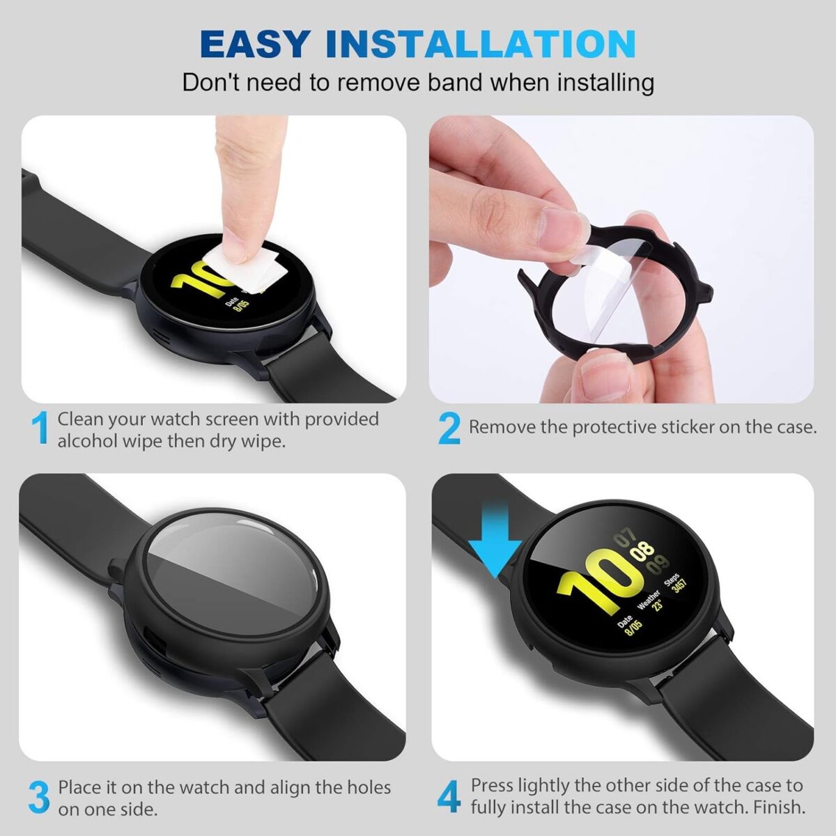 Samsung Galaxy Active 2 40mm case with Tempered Glass Screen Protector, All-Around Ultra-Thin Bumper Full Cover Hard PC Protective from iWishKart - Image 8