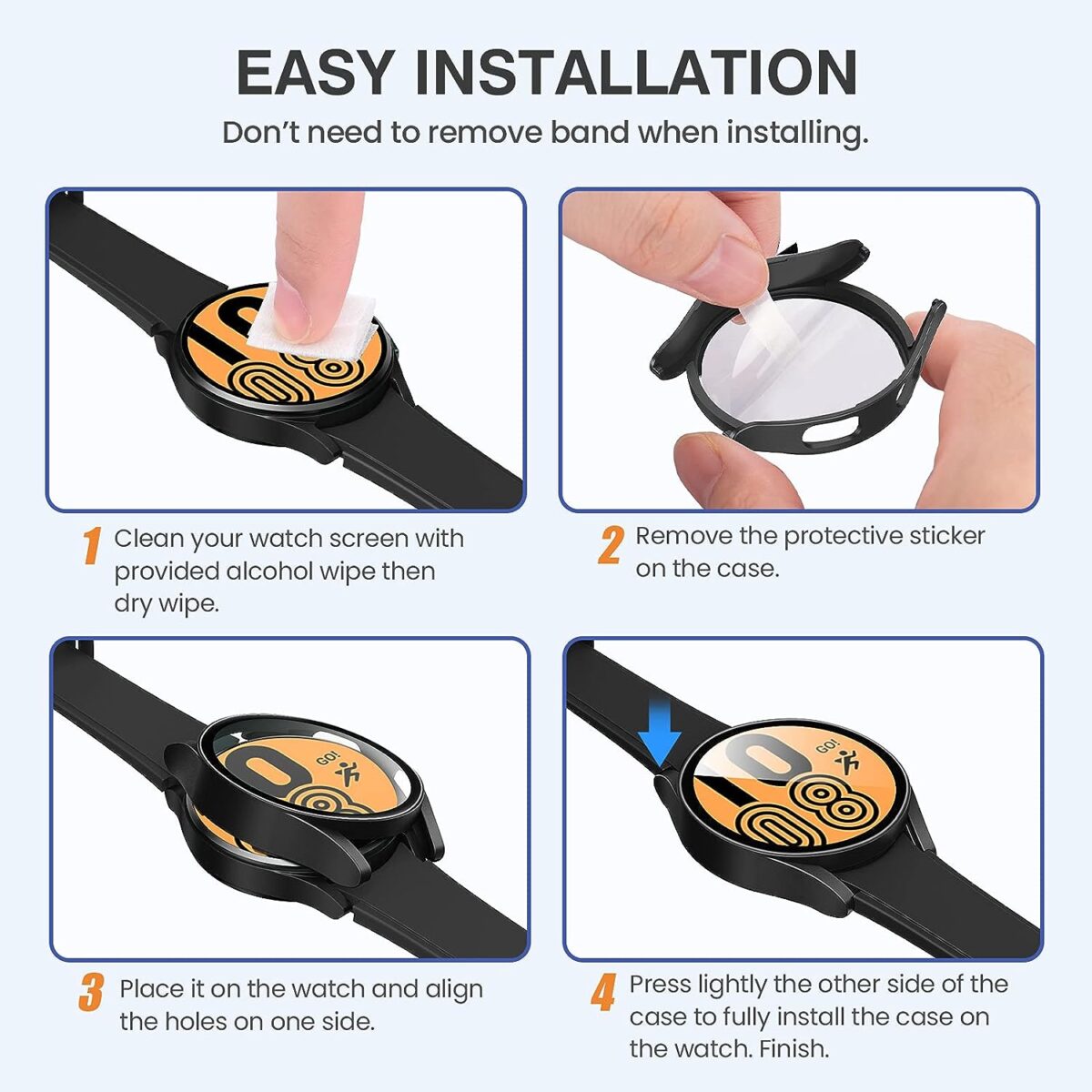 Samsung Galaxy Watch 6 LTE 44mm case with Tempered Glass Screen Protector, All-Around Ultra-Thin Bumper Full Cover Hard PC Protective for iWatch from iWishKart (Copy) - Image 7