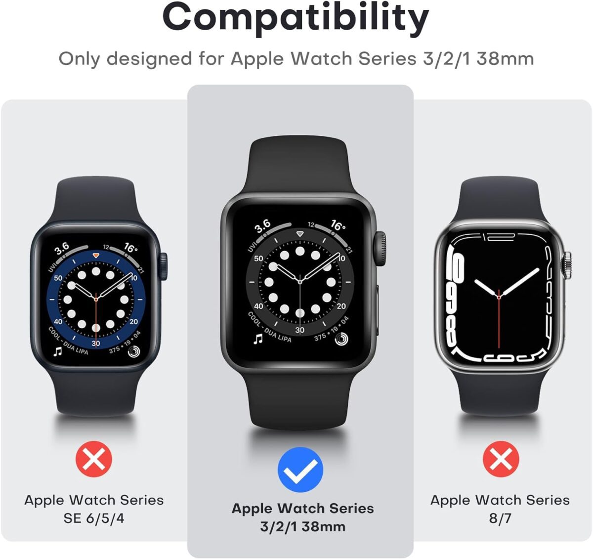 Case for Apple Watch 38MM Series 3/ 2 / 1 with Tempered Glass Screen Protector - Image 4