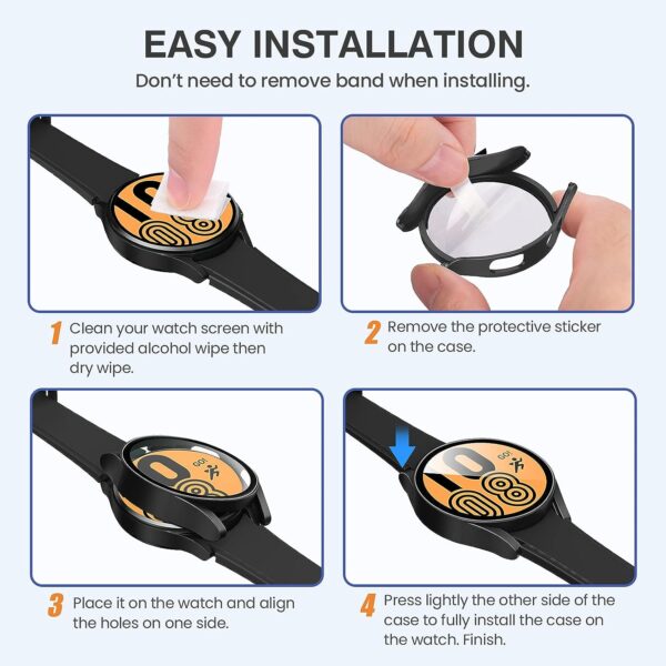 Samsung Galaxy Watch 6 LTE 44mm case with Tempered Glass Screen Protector, All-Around Ultra-Thin Bumper Full Cover Hard PC Protective for iWatch from iWishKart (Copy) - Image 7