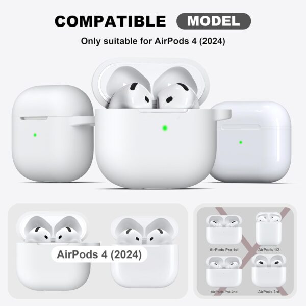 AirPods 4 Case Cover Clear Shockproof TPU Protective Cover with Keychain [Front LED Visible & Supports Wireless Charging] Accessories - Image 7