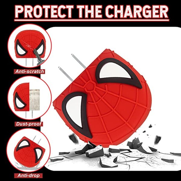 iWishKart Compatible with Apple 18W / 20W Adapter * All iPhone 14 13 12 11 Pro Max Plus (+) Mini/iPad/AirPods * Premium Spiderman Cartoon Charger Case [Adapter and Cable NOT Included] - Image 4