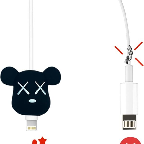 iWishKart Compatible with Apple 18W / 20W Adapter * All iPhone 14 13 12 11 Pro Max Plus (+) Mini/iPad/AirPods * Premium Black Bear Cartoon Charger Case [Adapter and Cable NOT Included] - Image 4