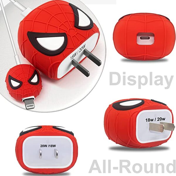 iWishKart Compatible with Apple 18W / 20W Adapter * All iPhone 14 13 12 11 Pro Max Plus (+) Mini/iPad/AirPods * Premium Spiderman Cartoon Charger Case [Adapter and Cable NOT Included] - Image 5