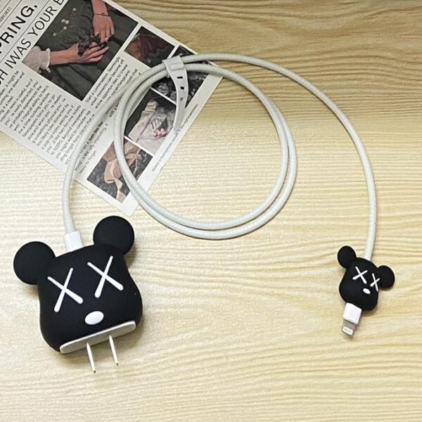 iWishKart Compatible with Apple 18W / 20W Adapter * All iPhone 14 13 12 11 Pro Max Plus (+) Mini/iPad/AirPods * Premium Black Bear Cartoon Charger Case [Adapter and Cable NOT Included] - Image 8