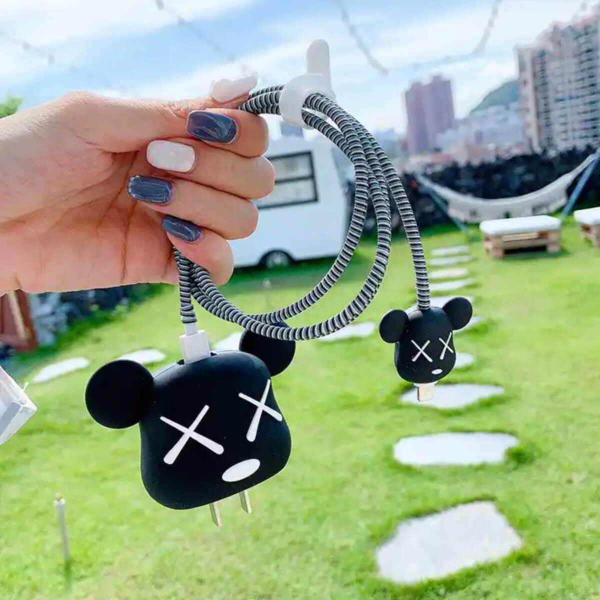 iWishKart Compatible with Apple 18W / 20W Adapter * All iPhone 14 13 12 11 Pro Max Plus (+) Mini/iPad/AirPods * Premium Black Bear Cartoon Charger Case [Adapter and Cable NOT Included] - Image 9